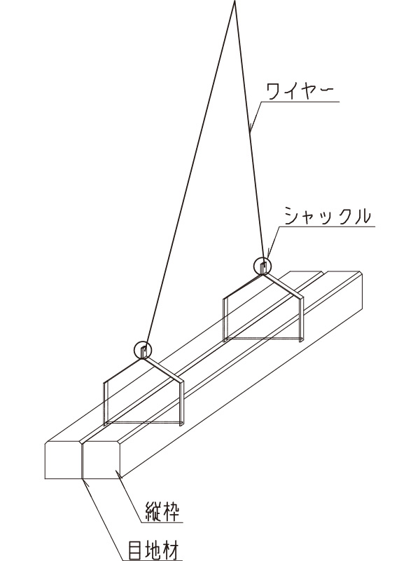 縦枠の吊り金具取付イメージ